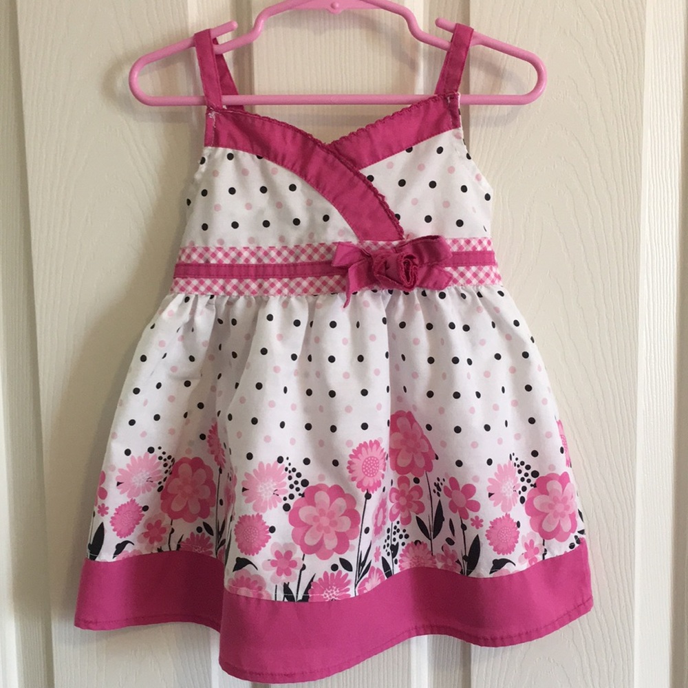 Baby girl's polkadot pink floral dress size 12m